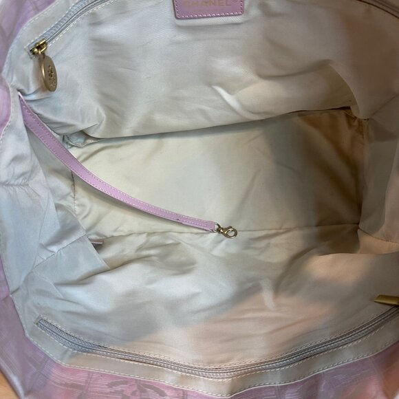 Authentic Chanel CC Logo Travel Line Large Nylon Tote Bag Light Pink - Picture 10 of 16